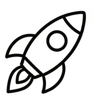 a drawing of a rocket with a small rocket on top.webp